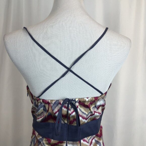 BCBGeneration Maxi Dress Size Small Chevron Stripe Blue Gray Maroon - Picture 5 of 12